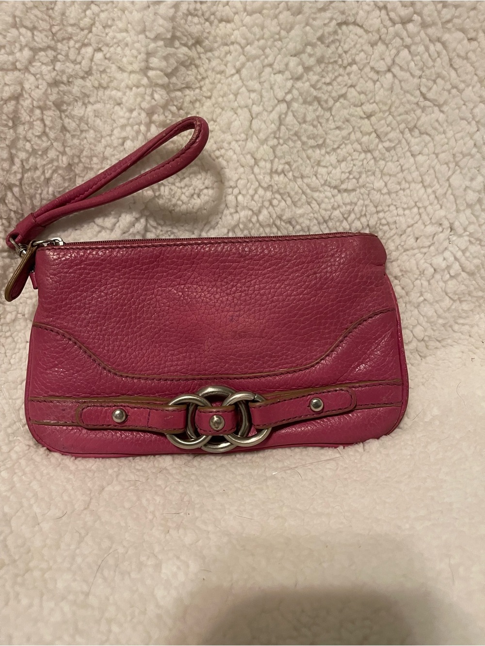 Pink Leather Wristlet Clutch - Stylish Everyday Bag